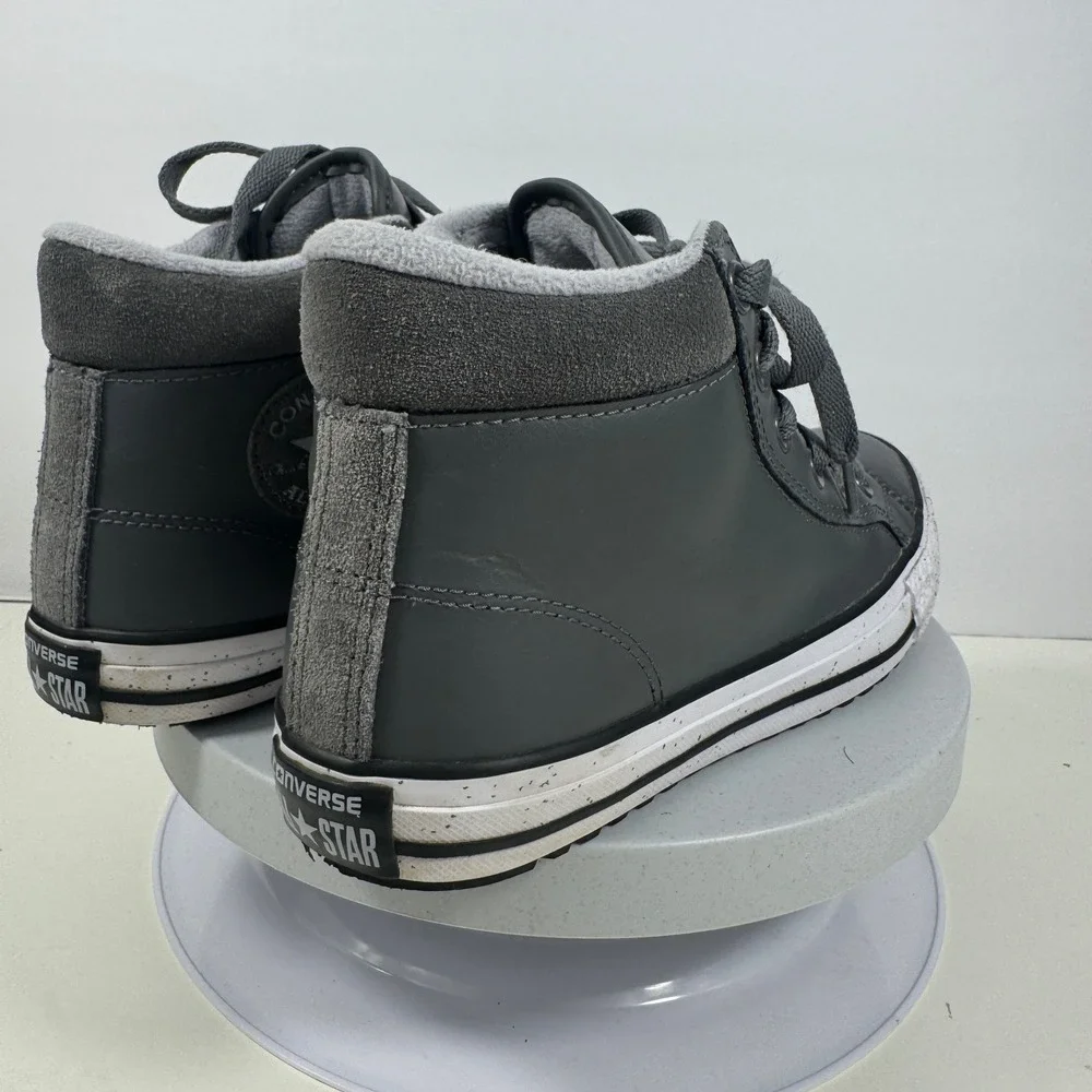 Converse All Star High Top Leather Sneaker‎ Gray Lace Up Kids Youth Size 5